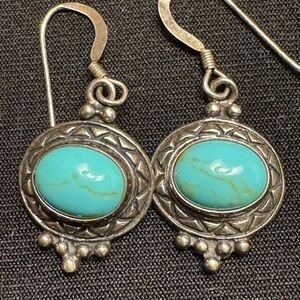925 Sterling Silver and Turquoise Drop Earrings